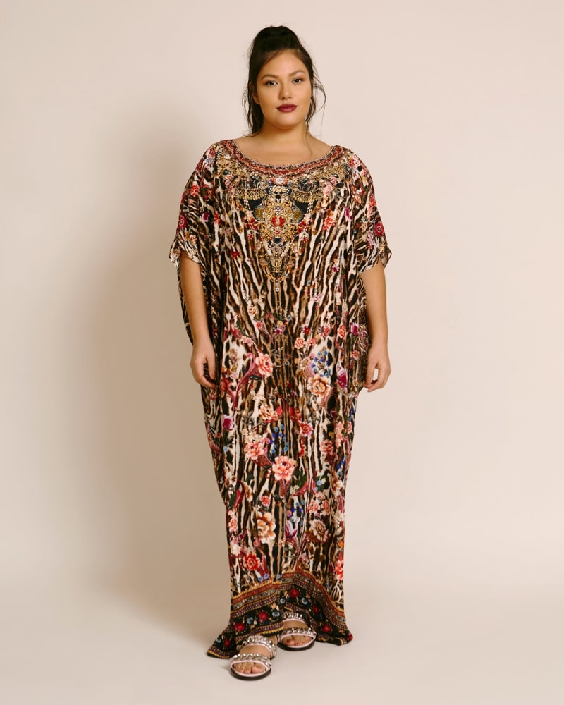 Front of a model wearing a size O/S Round Neck Kaftan in LIVALITL by Camilla. | dia_product_style_image_id:227846